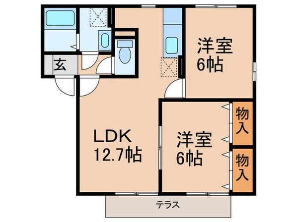 シャンクレ－ルよもぎ台A棟の物件間取画像